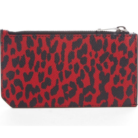 Saint Laurent Leopard Print Leather Card Case - Picture 2 of 16